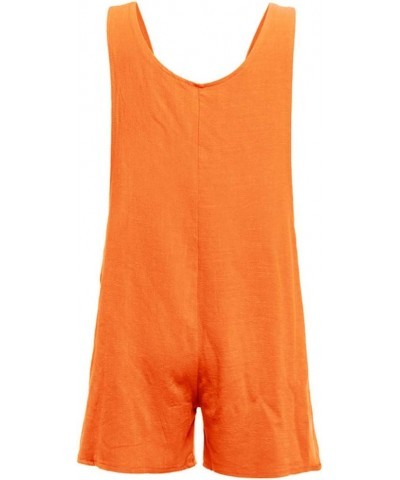 Jumpsuits for Women Loose Fit Sleeveless Spaghetti Strap Long/Short Pant Romper Jumpsuit with Pockets Ac06-orange $5.19 Jumps...