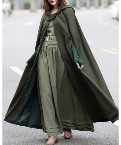 Women Gothic Hooded Open Front Poncho Cape Coat Outwear Jacket Cloak Olive $24.01 Coats