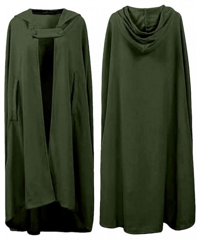 Women Gothic Hooded Open Front Poncho Cape Coat Outwear Jacket Cloak Olive $24.01 Coats