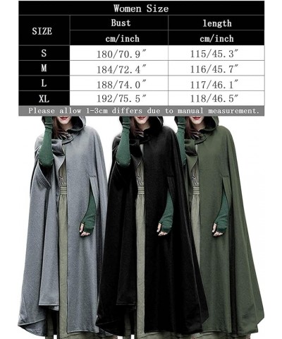 Women Gothic Hooded Open Front Poncho Cape Coat Outwear Jacket Cloak Olive $24.01 Coats