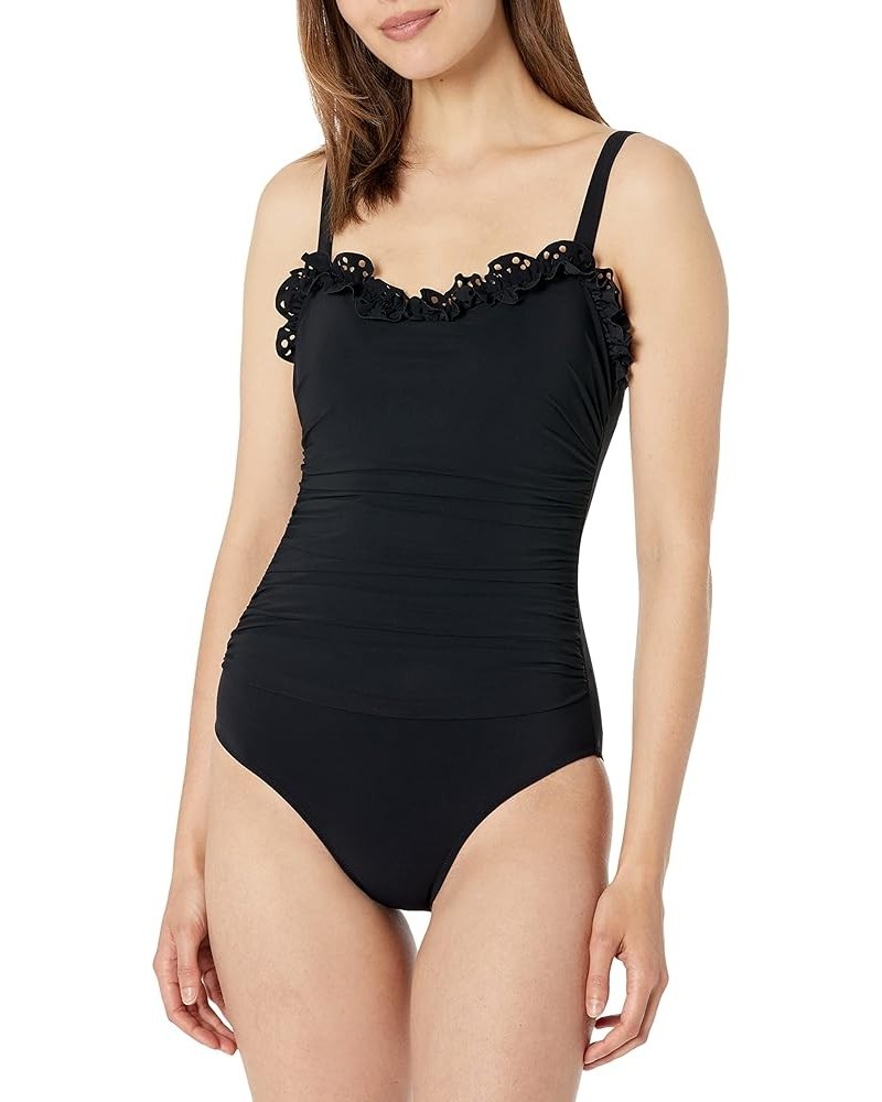 Women's Standard Hula Dance D Cup One Piece Black $55.77 Swimsuits