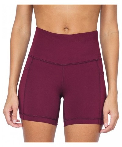 High Waist Squat Proof Side Pocket Biker Shorts - 3.5", 5", 7", 9 Windsor Wine 5 $15.92 Activewear