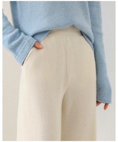 Womens Pant Wool Knitting Wide Leg Pants Solid Color Soft Warm Trousers Beige $39.45 Pants