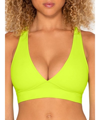 Women's Cut-Out Racerback Bikini Top Neon Yellow $13.00 Swimsuits