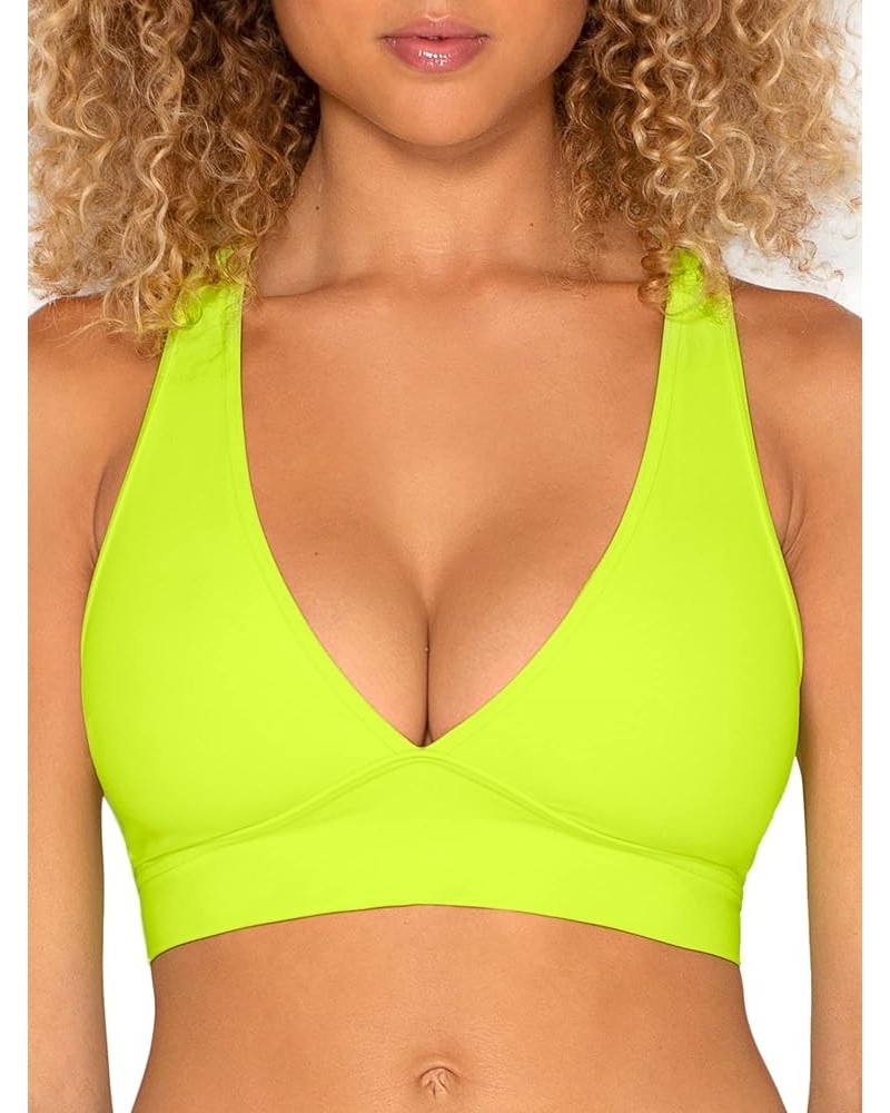 Women's Cut-Out Racerback Bikini Top Neon Yellow $13.00 Swimsuits