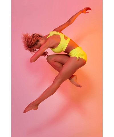 Women's Cut-Out Racerback Bikini Top Neon Yellow $13.00 Swimsuits