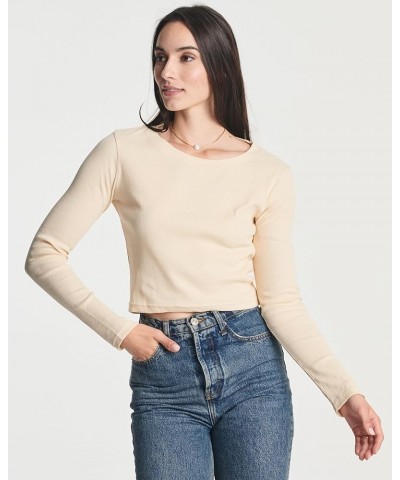 4-Pack: Women's Long Sleeve Ribbed Knit Cotton Crew Neck Crop Top Shirt - (Available in Plus) Standard Set 1 $19.75 T-Shirts