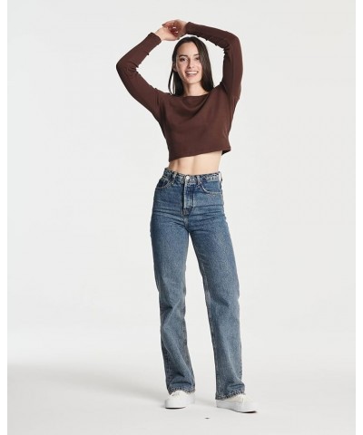 4-Pack: Women's Long Sleeve Ribbed Knit Cotton Crew Neck Crop Top Shirt - (Available in Plus) Standard Set 1 $19.75 T-Shirts