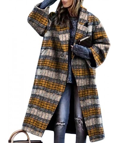 Women's Trench Coats Lapel Jacket for Women Pea Coat Casual Long Overcoat Thicken Winter Cardigans Open Front Outwear Plaid 6...