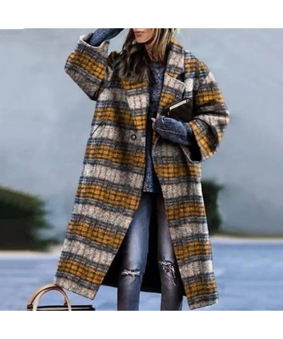 Women's Trench Coats Lapel Jacket for Women Pea Coat Casual Long Overcoat Thicken Winter Cardigans Open Front Outwear Plaid 6...