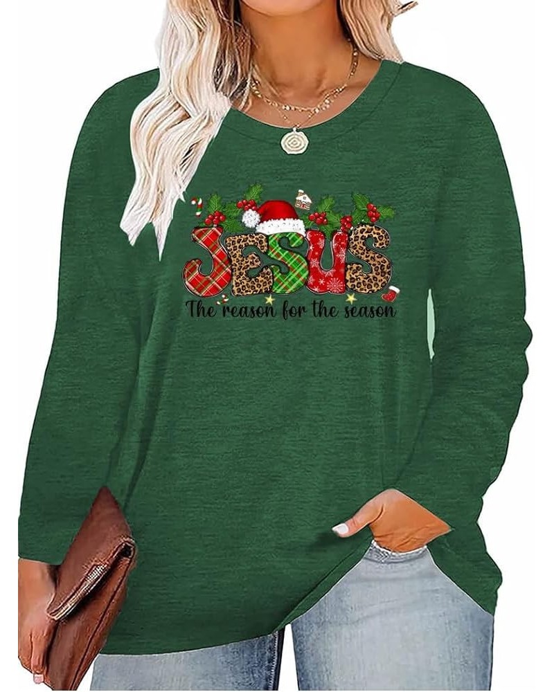 Plus Size Women T-Shirt Christmas Candy Snowman Gift Funny Casual Long Sleeve Graphic Cute Tee Tops Green-7 $12.88 Tops