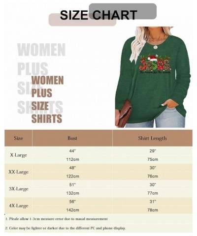 Plus Size Women T-Shirt Christmas Candy Snowman Gift Funny Casual Long Sleeve Graphic Cute Tee Tops Green-7 $12.88 Tops