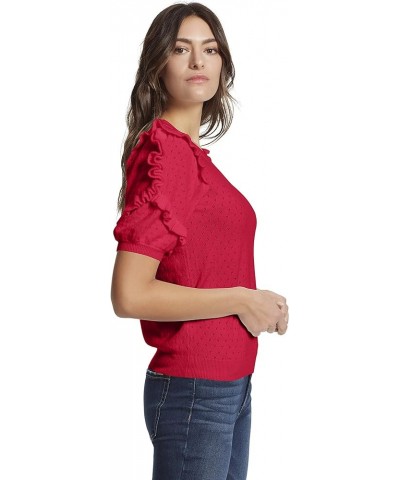 Women's Eveline Rulffle Trim Sleeve Sweater Top Barberry $13.34 Sweaters