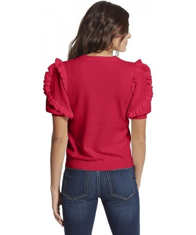 Women's Eveline Rulffle Trim Sleeve Sweater Top Barberry $13.34 Sweaters