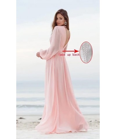 Women's Long Sleeve Bridesmaid Dresses with Slit Long Ruched Formal Evening Party Gown Mint Green $33.54 Dresses