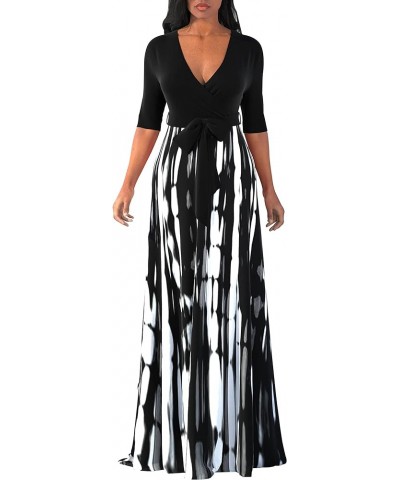 Casual Long Maxi Dresses for Women Elegant Flowy Cocktail Tropical Dress Clubwear Party Outfits Black/White $16.00 Dresses