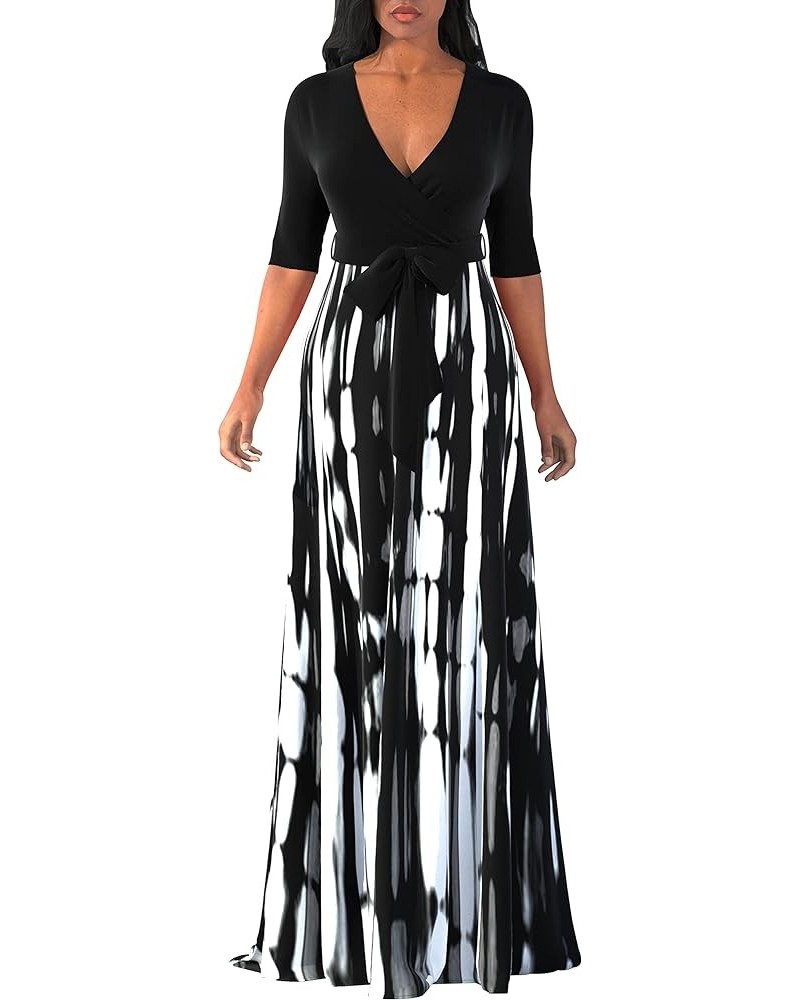 Casual Long Maxi Dresses for Women Elegant Flowy Cocktail Tropical Dress Clubwear Party Outfits Black/White $16.00 Dresses