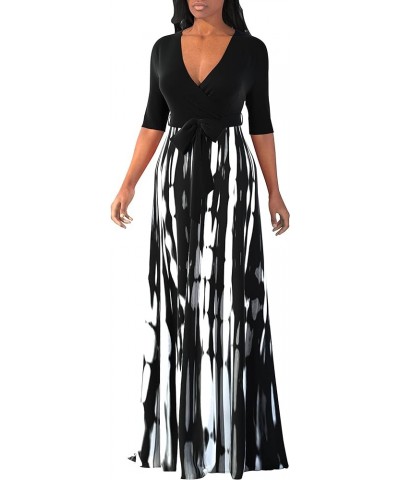 Casual Long Maxi Dresses for Women Elegant Flowy Cocktail Tropical Dress Clubwear Party Outfits Black/White $16.00 Dresses