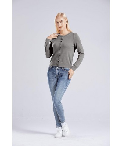 Women's 100% Cotton Cardigan Sweater Charcoal Heather $21.56 Sweaters