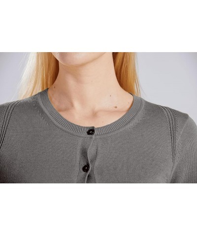 Women's 100% Cotton Cardigan Sweater Charcoal Heather $21.56 Sweaters