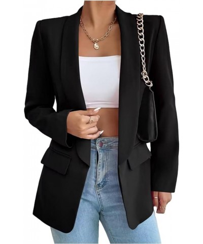 2024 Blazers for Women Business Casual Suit Jacket Long Sleeve Work Office Blazer Jacket Lightweight Open Front Coat Black $2...