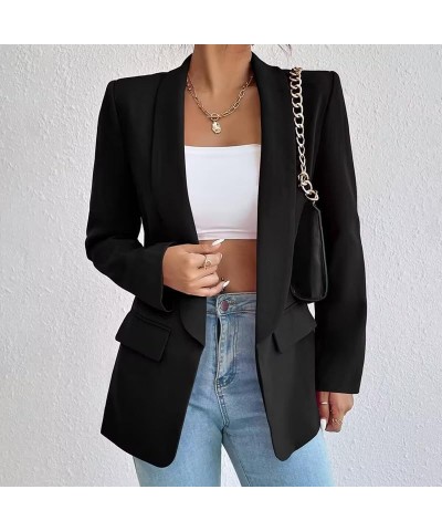 2024 Blazers for Women Business Casual Suit Jacket Long Sleeve Work Office Blazer Jacket Lightweight Open Front Coat Black $2...