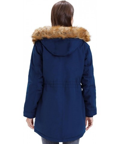 Women's Winter Coats Fleece Lined Parka Jacket Hooded Long Winter Warm Parka Coat with Pockets Dark Navy $40.49 Jackets