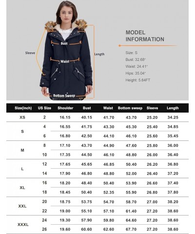 Women's Winter Coats Fleece Lined Parka Jacket Hooded Long Winter Warm Parka Coat with Pockets Dark Navy $40.49 Jackets