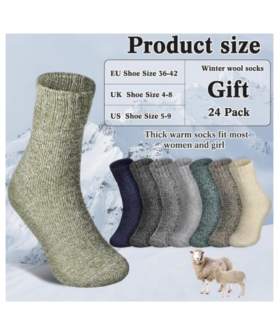 24 Pairs Wool Socks for Women Warm Winter Thermal Thick Socks Boot Cozy Hiking Crew Winter Socks Gifts for Women Simple Style...