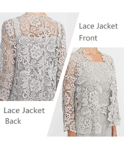 2 PCS Lace Square Neck Outft for Wedding Guest Dresses Mother of The Bride Dress with Open Jacket LS001 Peacock $41.65 Dresses