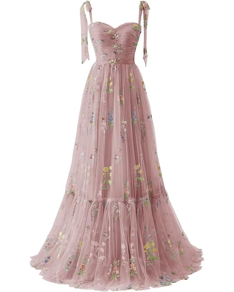 Women's Puffy Sleeve Tulle Prom Dresses Flower Embroidery Formal Evening Party Gowns 3-sleeveless Dusty Rose $28.80 Dresses