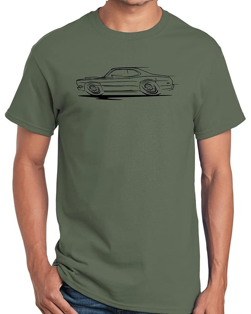 Plymouth Duster Redline Design Print Tshirt Military Green $11.00 T-Shirts