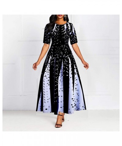 Pocket Ankle-Length Short Sleeve Patchwork Off Shoulder Pullover Standard-Waist Women's Maxi Dress Black $19.00 Dresses