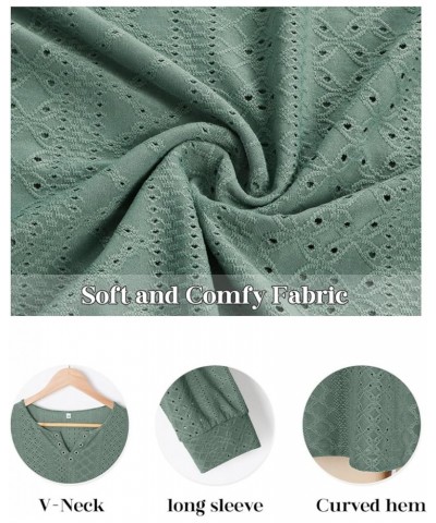 Women's Casual Dressy Long Sleeve Shirts Pleated Fashion Front Key Hole Blouse Cute Scoop Neck Loose Fit Tops B-green $8.24 B...