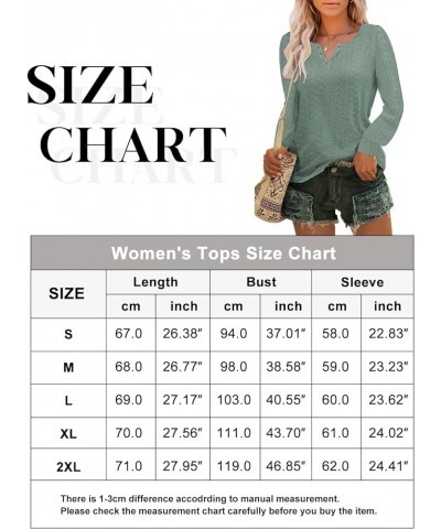 Women's Casual Dressy Long Sleeve Shirts Pleated Fashion Front Key Hole Blouse Cute Scoop Neck Loose Fit Tops B-green $8.24 B...