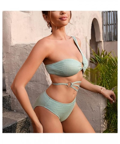 Women's Swimsuit One Piece Sexy Cutout Bathing Suits Bikini for Beach Swimming Girls Pool Party Swimwear Light Green-02 $16.4...