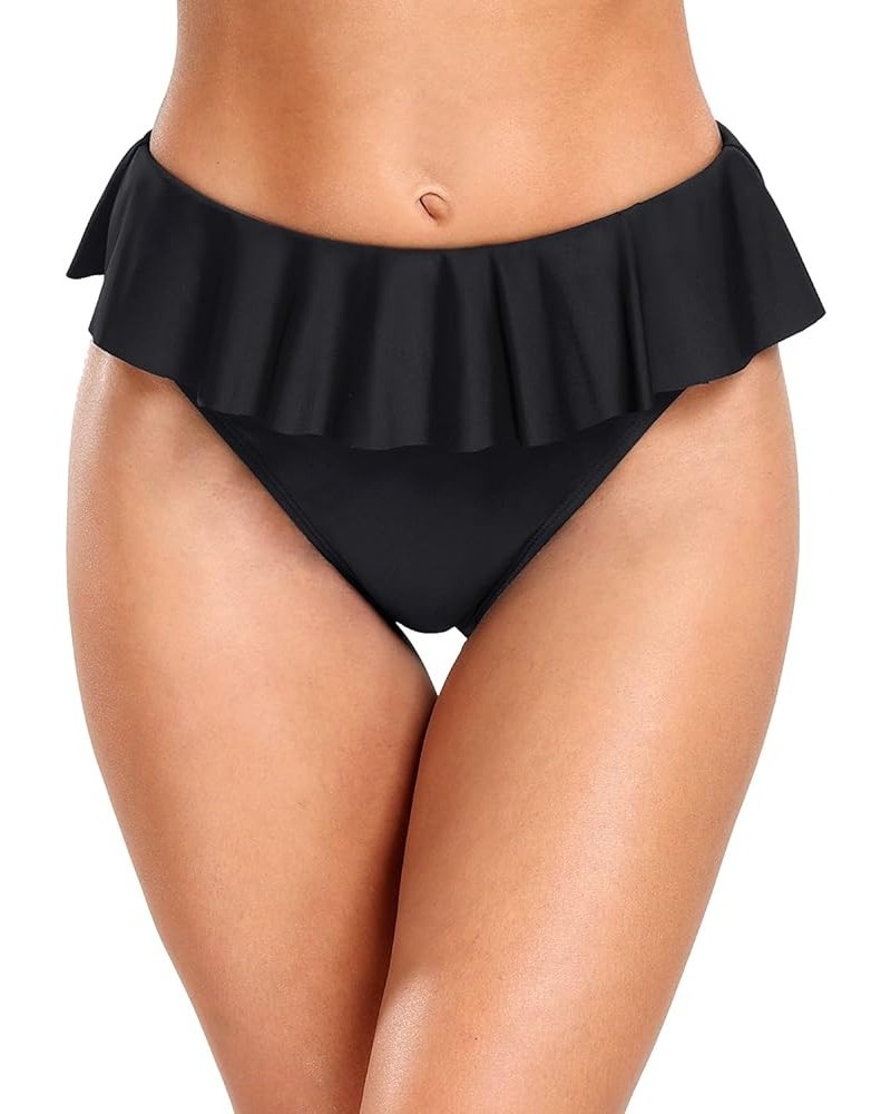 Women Twist Bikini Bottom Moderate High Cut Bathing Suit Bottoms Ruched Swimsuit Bottom Black 2 $10.59 Swimsuits