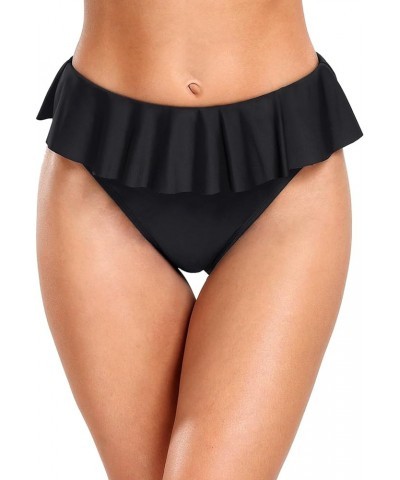 Women Twist Bikini Bottom Moderate High Cut Bathing Suit Bottoms Ruched Swimsuit Bottom Black 2 $10.59 Swimsuits