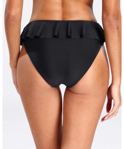 Women Twist Bikini Bottom Moderate High Cut Bathing Suit Bottoms Ruched Swimsuit Bottom Black 2 $10.59 Swimsuits