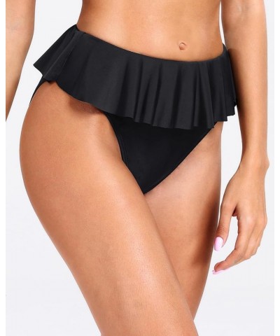 Women Twist Bikini Bottom Moderate High Cut Bathing Suit Bottoms Ruched Swimsuit Bottom Black 2 $10.59 Swimsuits