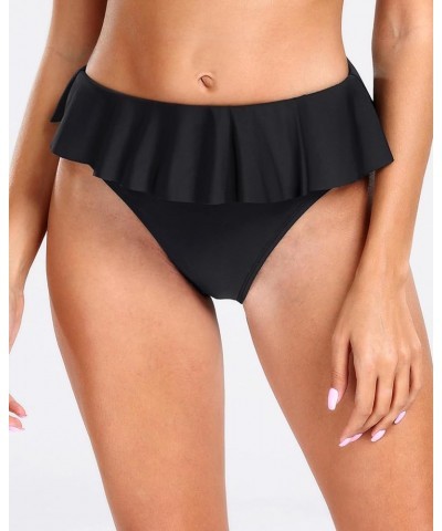 Women Twist Bikini Bottom Moderate High Cut Bathing Suit Bottoms Ruched Swimsuit Bottom Black 2 $10.59 Swimsuits