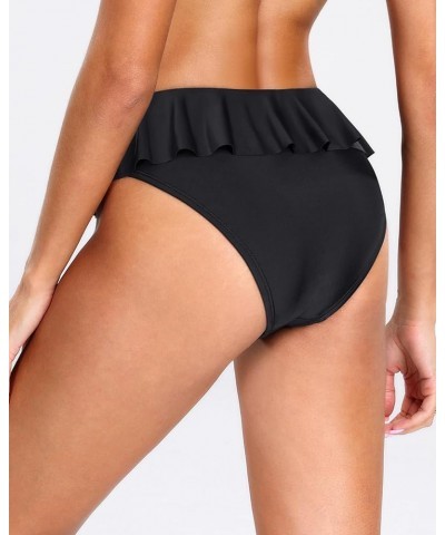 Women Twist Bikini Bottom Moderate High Cut Bathing Suit Bottoms Ruched Swimsuit Bottom Black 2 $10.59 Swimsuits