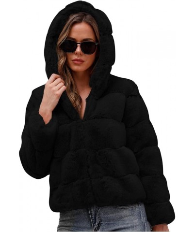 Womens Warm Faux Fur Coat Ladies Solid Jacket Winter Gradient Parka Outerwear 067 Black $13.44 Coats