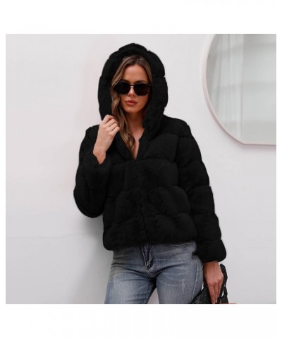 Womens Warm Faux Fur Coat Ladies Solid Jacket Winter Gradient Parka Outerwear 067 Black $13.44 Coats