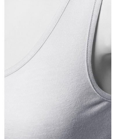 Women's Junior Sized Basic Solid Sleeveless Crop Tank Top Fewtkv0010 White/Khaki $11.79 Tanks