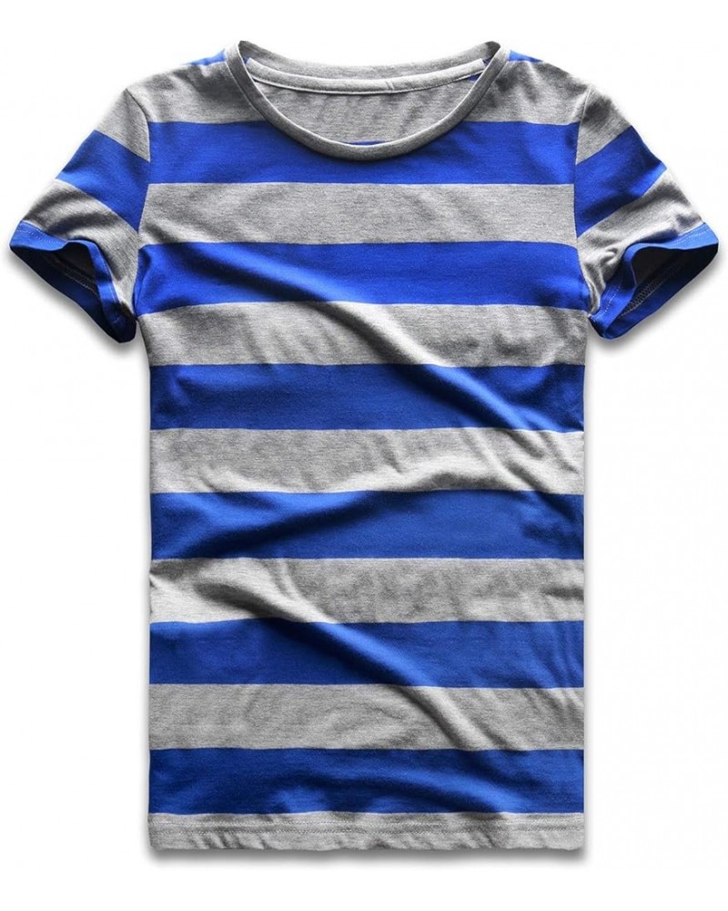 Rainbow T Shirt Women Striped Crew Neck Short Sleeve Stripes Tee Top Stripped Blue and Grey Wide Striped $11.43 T-Shirts