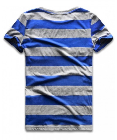 Rainbow T Shirt Women Striped Crew Neck Short Sleeve Stripes Tee Top Stripped Blue and Grey Wide Striped $11.43 T-Shirts