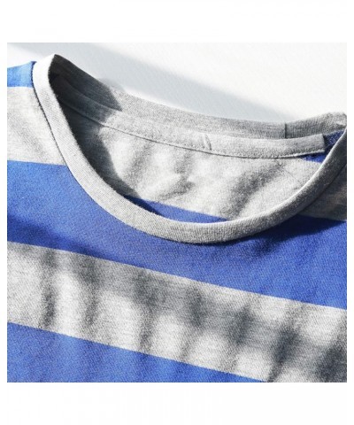 Rainbow T Shirt Women Striped Crew Neck Short Sleeve Stripes Tee Top Stripped Blue and Grey Wide Striped $11.43 T-Shirts