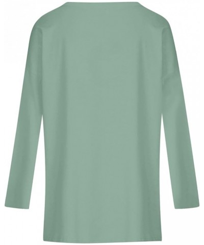 Womens Fall Fashion 2023 Plus Size Tops Long Sleeve Loose Fit T Shirts V Neck Work Oversized Tunic Blouses 01-mint Green $9.0...