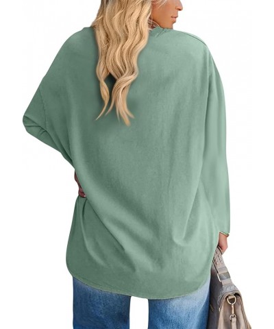 Womens Fall Fashion 2023 Plus Size Tops Long Sleeve Loose Fit T Shirts V Neck Work Oversized Tunic Blouses 01-mint Green $9.0...